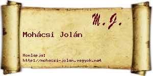 Mohácsi Jolán névjegykártya